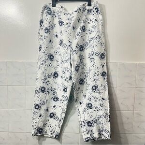 Chico’s High Rise 100% Linen Wide Leg Pants Women’s 18R/3.5R Floral Resort Beach